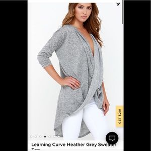 Em crem lulus grey drape front top M